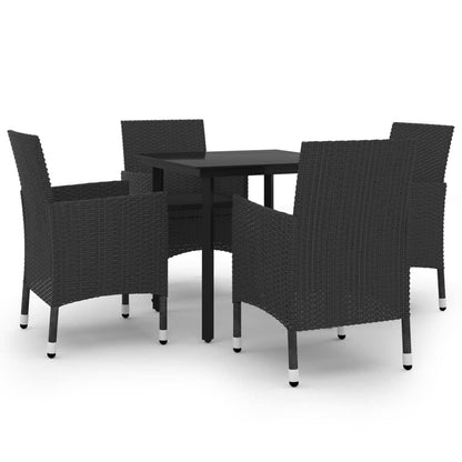 Set da Pranzo da Giardino 5 pz con Cuscini Polyrattan e Vetro | homemem39