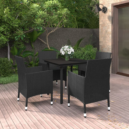 Set da Pranzo da Giardino 5 pz con Cuscini Polyrattan e Vetro | homemem39