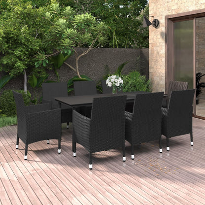 Set da Pranzo da Giardino e Cuscini 9 pz in Polyrattan e Vetro | homemem39