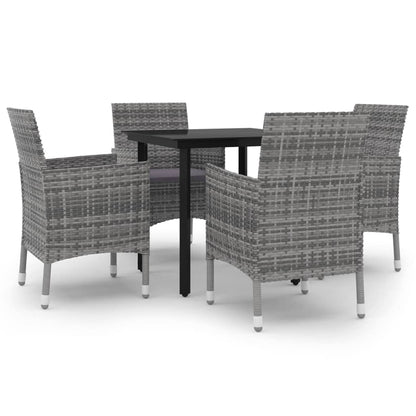 Set da Pranzo da Giardino 5 pz con Cuscini Polyrattan e Vetro | homemem39