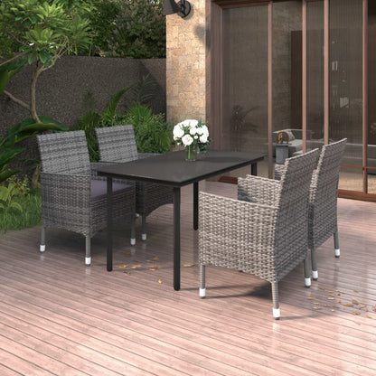 Set da Pranzo da Giardino 5 pz con Cuscini Polyrattan e Vetro | homemem39