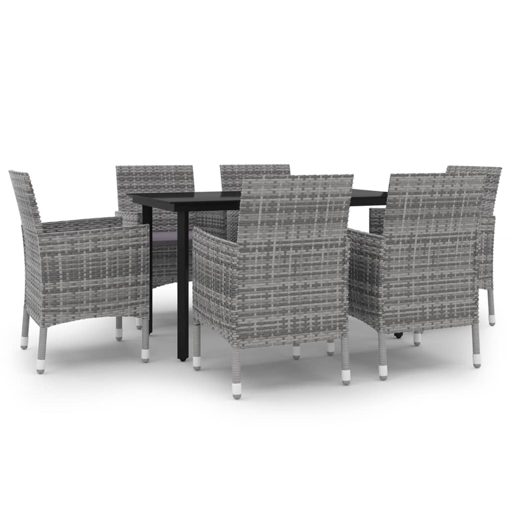 Set da Pranzo da Giardino 7 pz con Cuscini Polyrattan e Vetro | homemem39