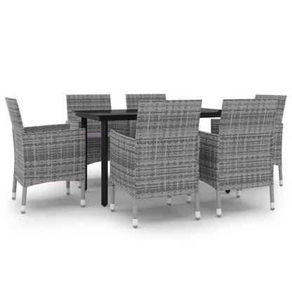 Set da Pranzo da Giardino 7 pz con Cuscini Polyrattan e Vetro | homemem39