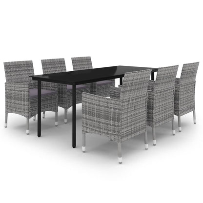 Set da Pranzo da Giardino 7 pz e Cuscini in Polyrattan e Vetro | homemem39