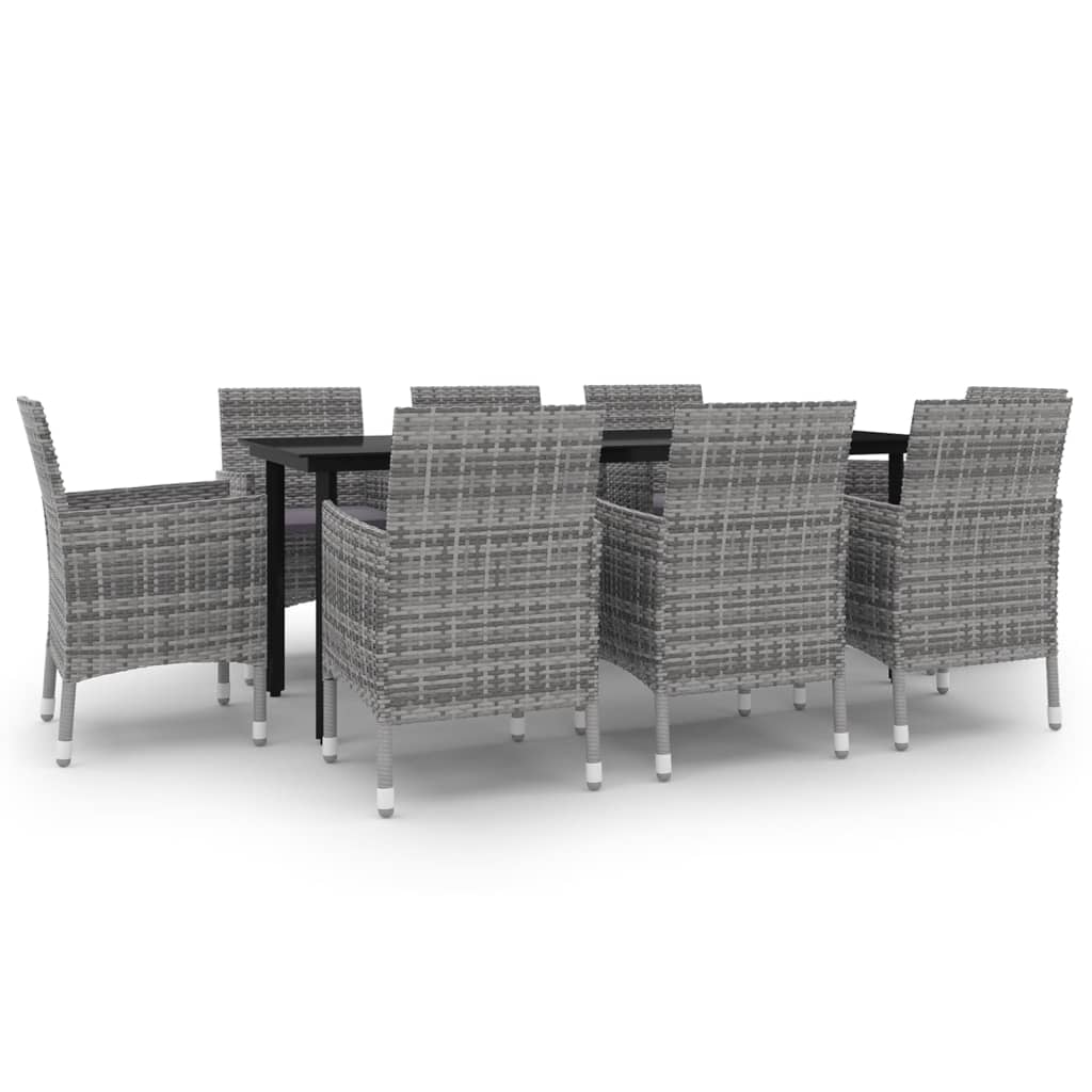 Set da Pranzo da Giardino e Cuscini 9 pz in Polyrattan e Vetro | homemem39