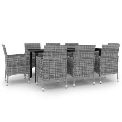 Set da Pranzo da Giardino e Cuscini 9 pz in Polyrattan e Vetro | homemem39