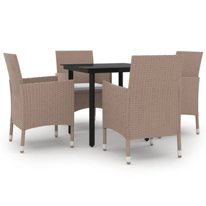 Set da Pranzo da Giardino 5 pz e Cuscini in Polyrattan Nero | homemem39