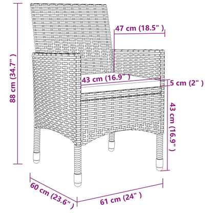 Set da Pranzo da Giardino 5 pz e Cuscini in Polyrattan Nero | homemem39