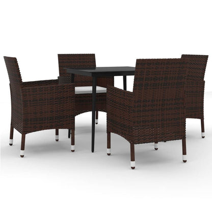 Set da Pranzo per Giardino 5 pz con Cuscini Polyrattan e Vetro | homemem39