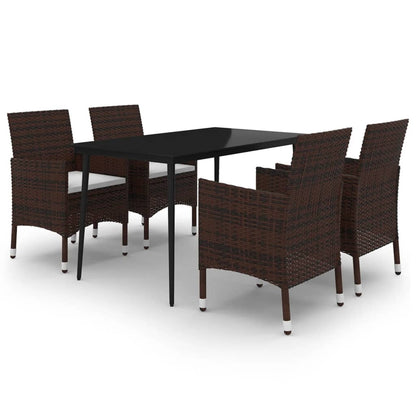 Set da Pranzo per Giardino 5 pz con Cuscini Polyrattan e Vetro | homemem39