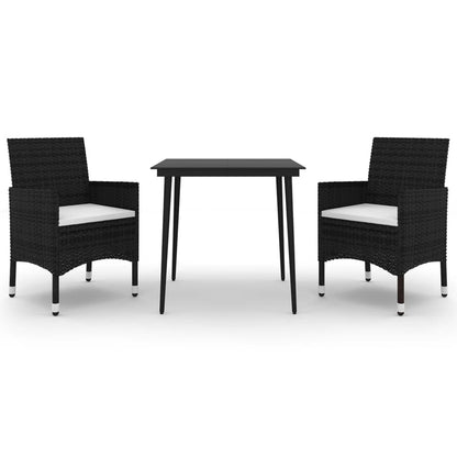 Set da Pranzo da Giardino 3 pz con Cuscini Polyrattan e Vetro | homemem39