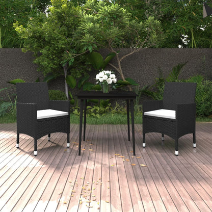 Set da Pranzo da Giardino 3 pz con Cuscini Polyrattan e Vetro | homemem39