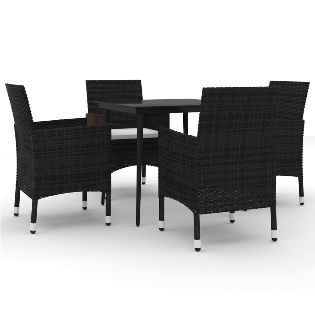 Set da Pranzo per Giardino 5 pz con Cuscini Polyrattan e Vetro | homemem39