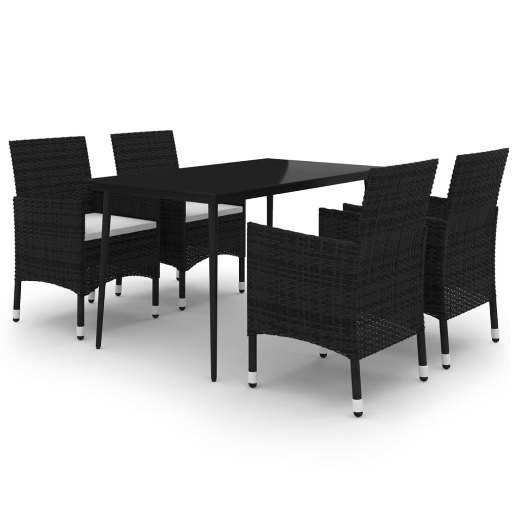 Set da Pranzo per Giardino 5 pz con Cuscini Polyrattan e Vetro - homemem39