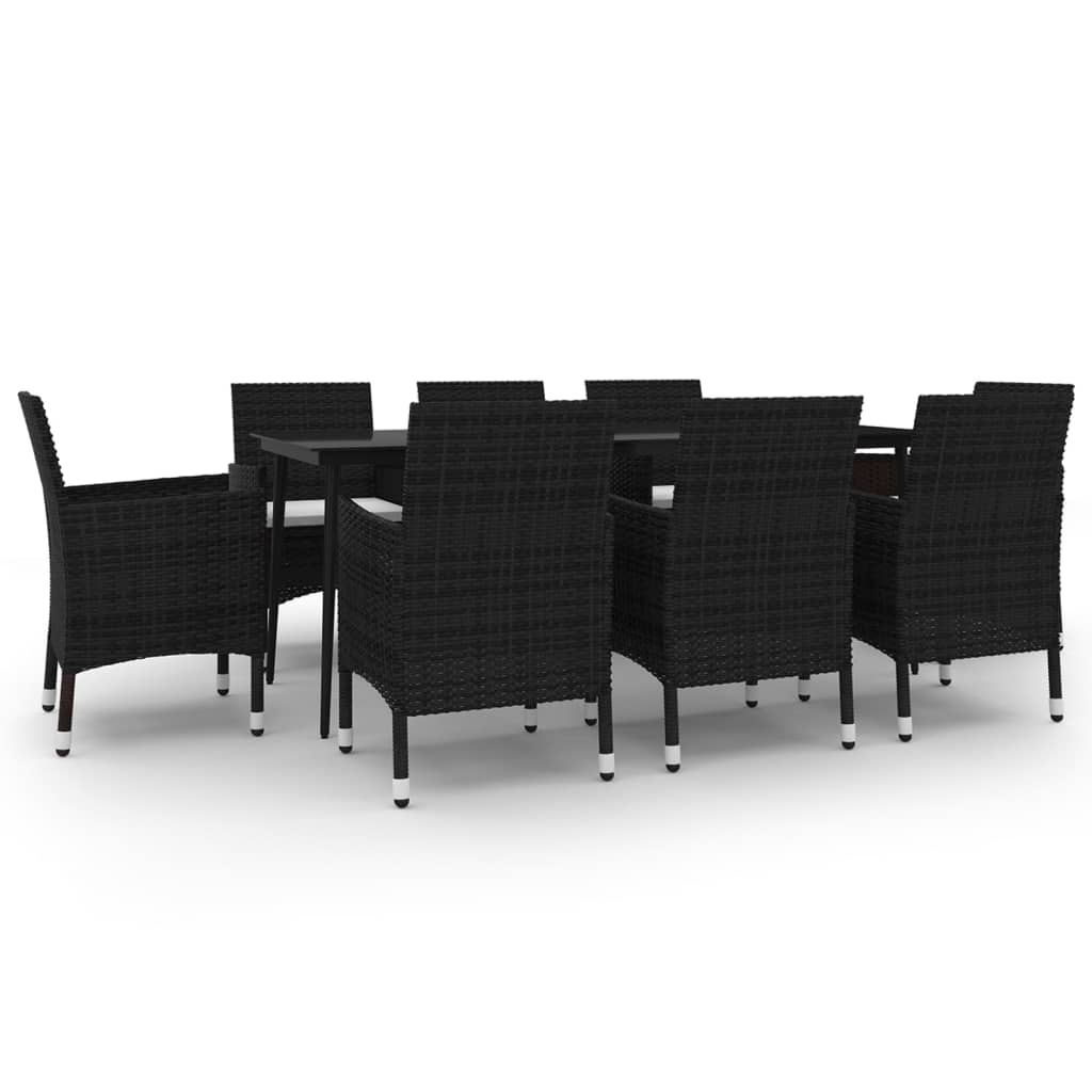 Set da Pranzo per Giardino 9 pz con Cuscini Polyrattan e Vetro - homemem39