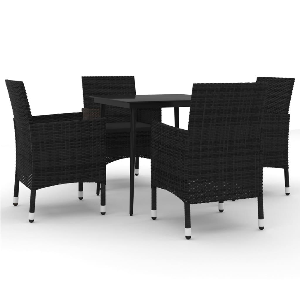 Set da Pranzo da Giardino 5 pz con Cuscini Polyrattan e Vetro | homemem39
