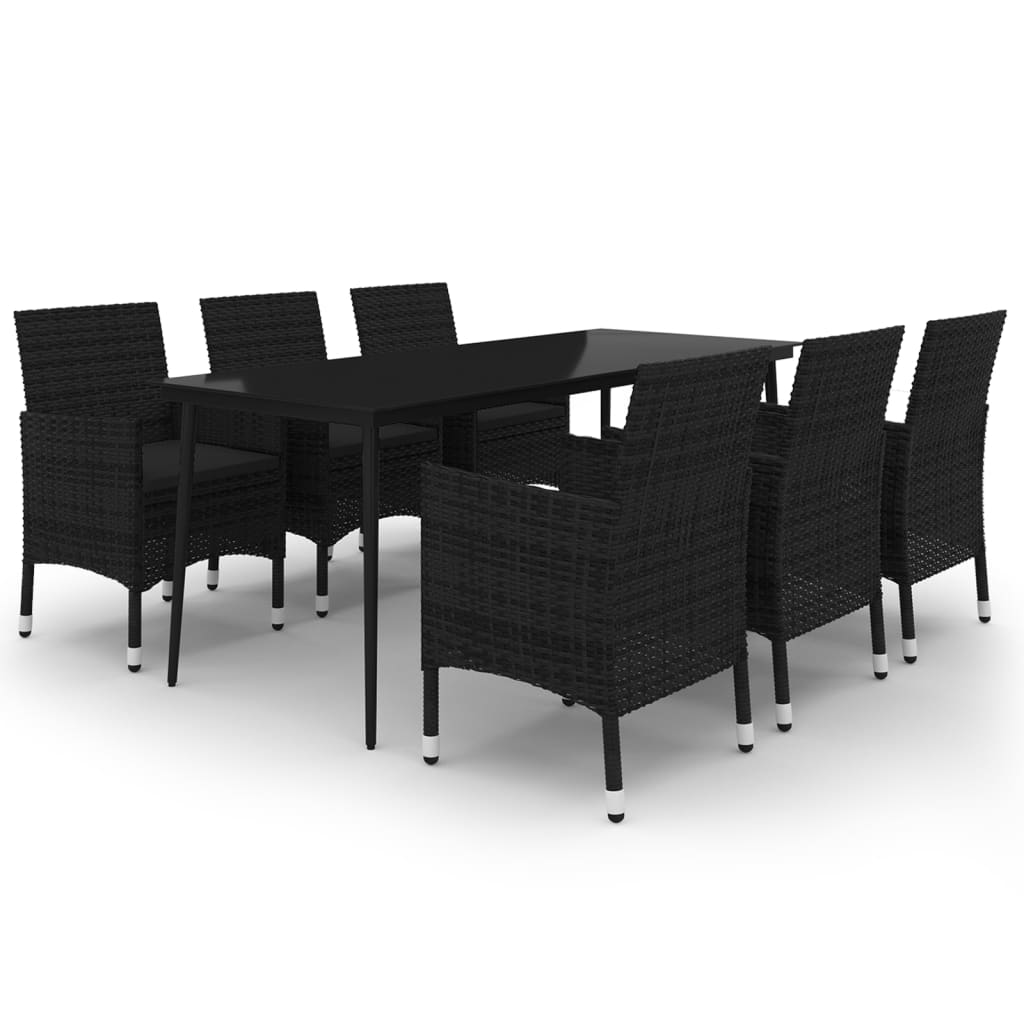 Set da Pranzo per Giardino 7 pz con Cuscini Polyrattan e Vetro | homemem39