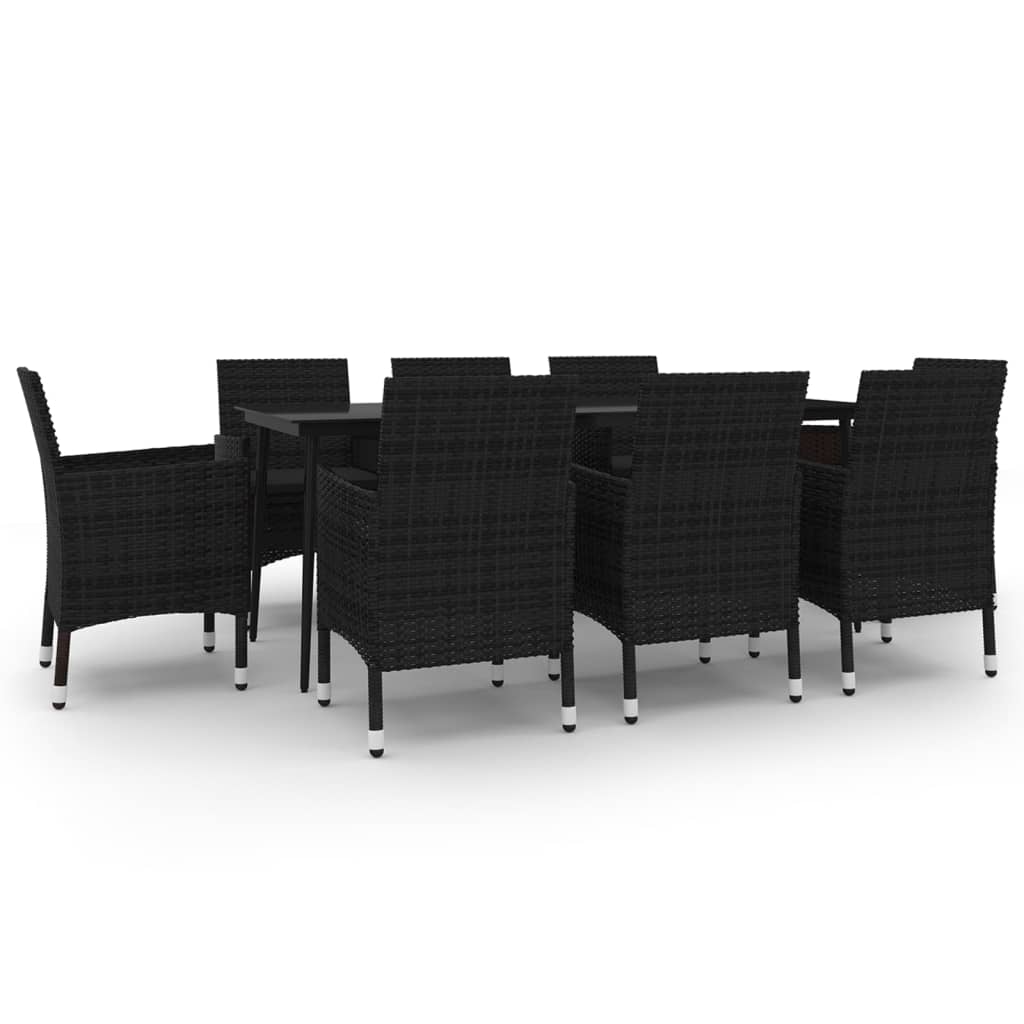 Set da Pranzo per Giardino 9 pz con Cuscini Polyrattan e Vetro | homemem39