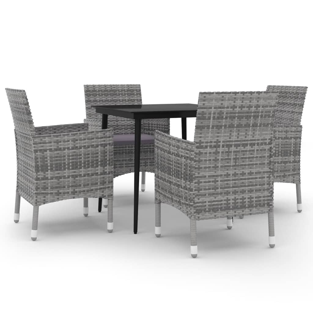 Set da Pranzo per Giardino 5 pz con Cuscini Polyrattan e Vetro | homemem39