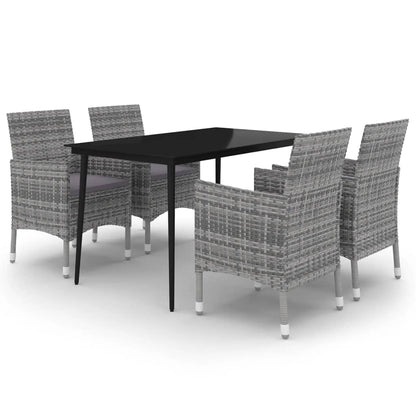 Set da Pranzo per Giardino 5 pz con Cuscini Polyrattan e Vetro | homemem39
