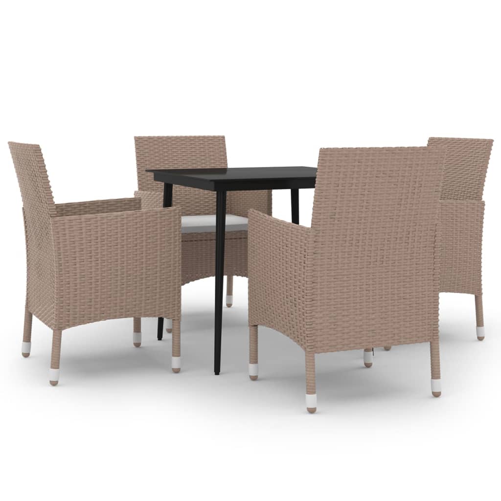 Set da Pranzo per Giardino 5 pz con Cuscini Polyrattan e Vetro | homemem39