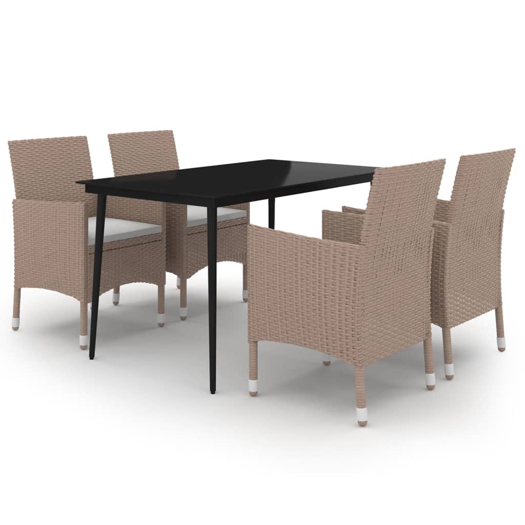 Set da Pranzo per Giardino 5 pz con Cuscini Polyrattan e Vetro | homemem39