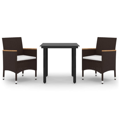 Set da Pranzo per Giardino 3 pz con Cuscini Polyrattan e Vetro | homemem39