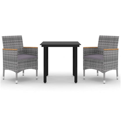 Set da Pranzo per Giardino 3 pz con Cuscini Polyrattan e Vetro | homemem39