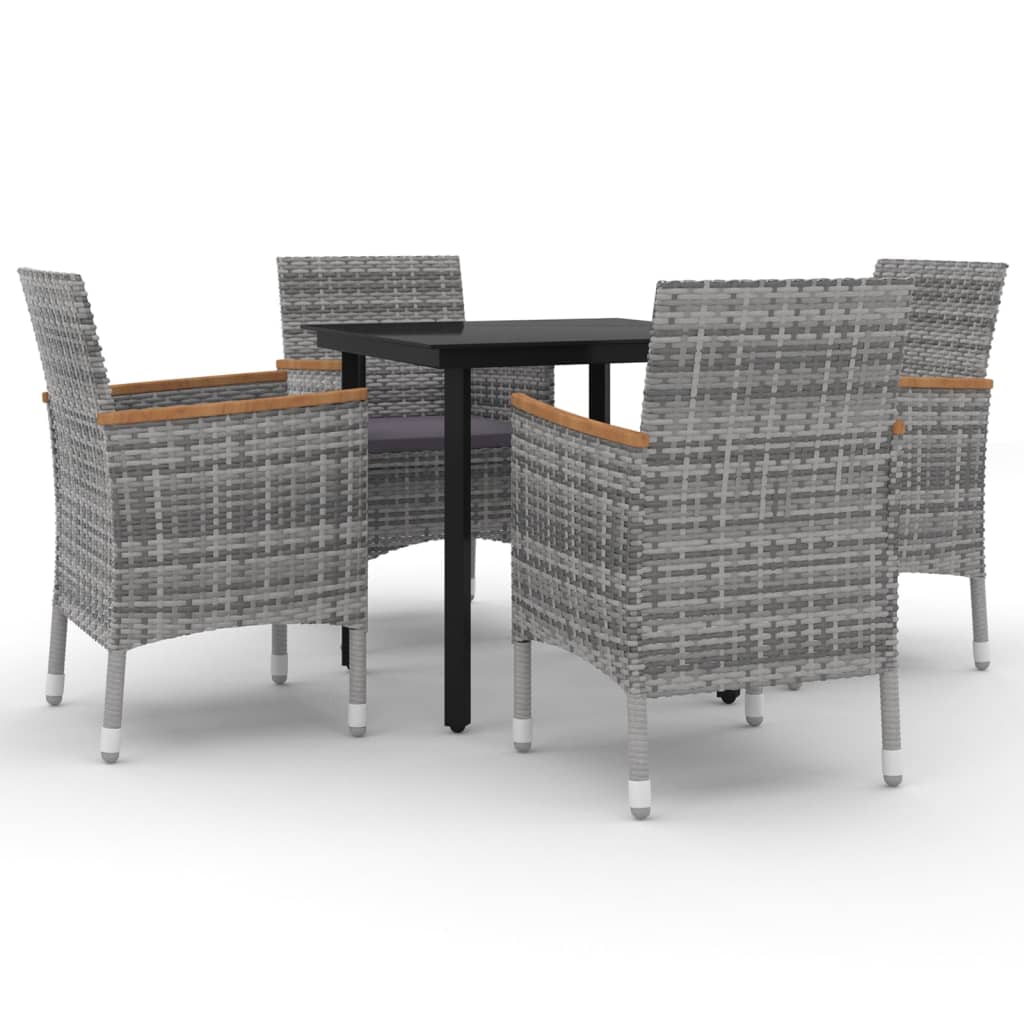 Set da Pranzo per Giardino 5 pz con Cuscini Polyrattan e Vetro | homemem39