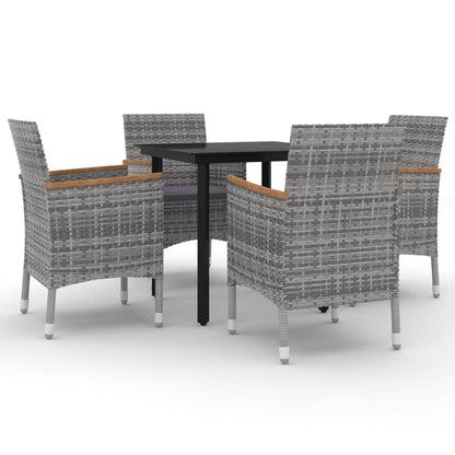 Set da Pranzo per Giardino 5 pz con Cuscini Polyrattan e Vetro | homemem39