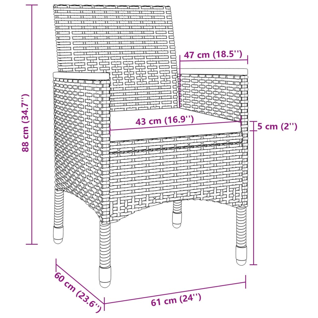 Set da Pranzo per Giardino 5 pz con Cuscini Polyrattan e Vetro | homemem39