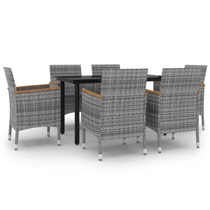 Set da Pranzo per Giardino 7 pz con Cuscini Polyrattan e Vetro | homemem39