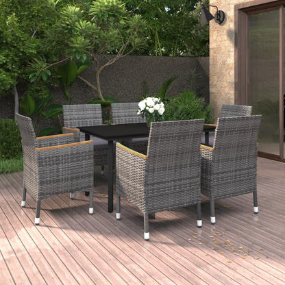 Set da Pranzo per Giardino 7 pz con Cuscini Polyrattan e Vetro | homemem39