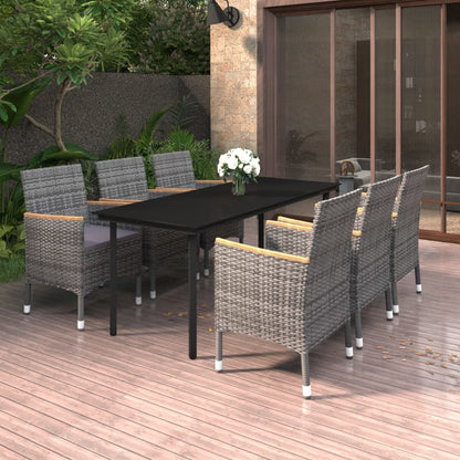 Set da Pranzo da Giardino con Cuscini 7 pz Polyrattan e Vetro | homemem39