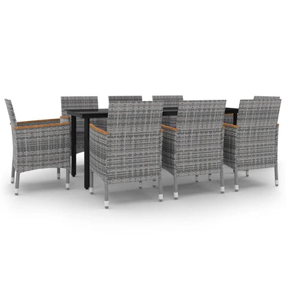 Set da Pranzo da Giardino con Cuscini 9 pz Polyrattan e Vetro | homemem39