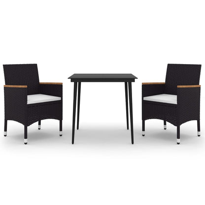 Set da Pranzo per Giardino 3 pz con Cuscini Polyrattan e Vetro | homemem39