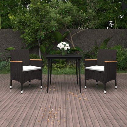 Set da Pranzo per Giardino 3 pz con Cuscini Polyrattan e Vetro | homemem39