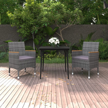 Set da Pranzo per Giardino 3 pz con Cuscini Polyrattan e Vetro | homemem39