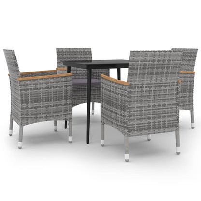 Set da Pranzo per Giardino 5 pz con Cuscini Polyrattan e Vetro | homemem39
