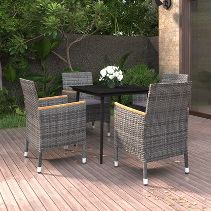 Set da Pranzo per Giardino 5 pz con Cuscini Polyrattan e Vetro | homemem39