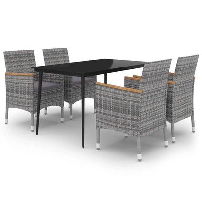 Set da Pranzo per Giardino 5 pz con Cuscini Polyrattan e Vetro | homemem39