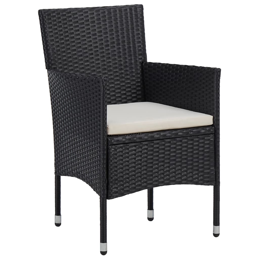 Sedie da Pranzo per Giardino 2 pz in Polyrattan Nero