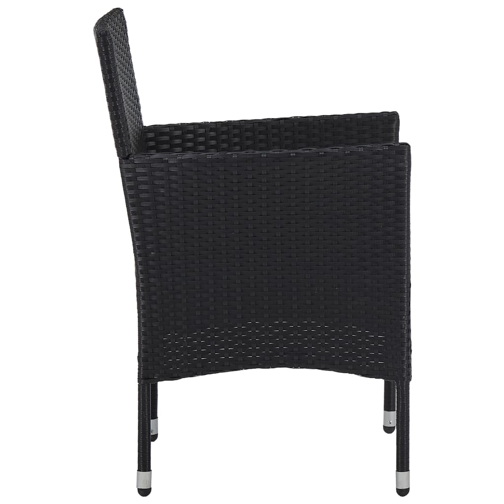 Sedie da Pranzo per Giardino 2 pz in Polyrattan Nero