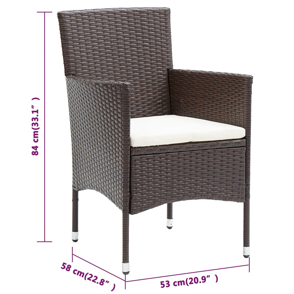 Sedie da Pranzo per Giardino 4 pz in Polyrattan Marrone - homemem39