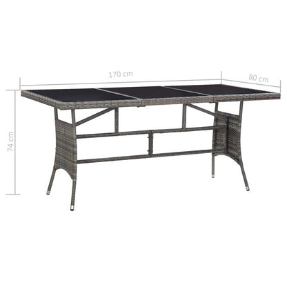 Tavolo da Giardino Grigio 170x80x74 cm in Polyrattan | homemem39