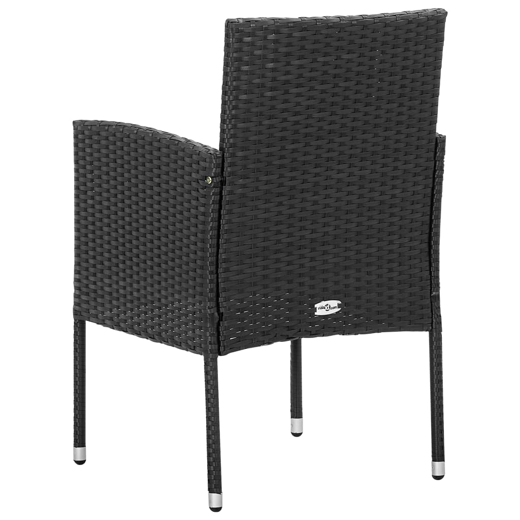 Sedie da Giardino con Cuscini Neri 4 pz Nere in Polyrattan - homemem39