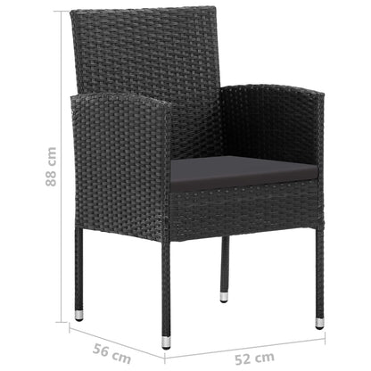 Sedie da Giardino con Cuscini Neri 4 pz Nere in Polyrattan - homemem39