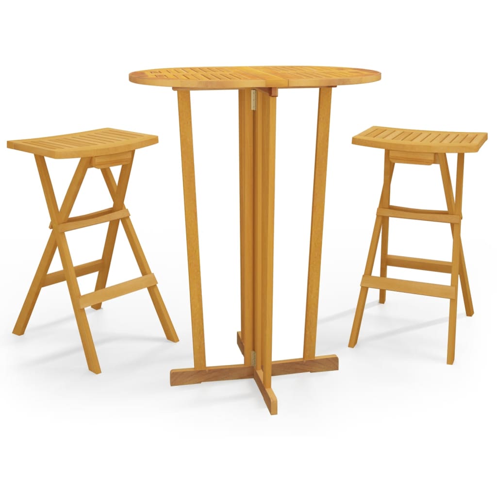 Set da Bar Pieghevole 3 pz in Legno Massello di Teak - homemem39