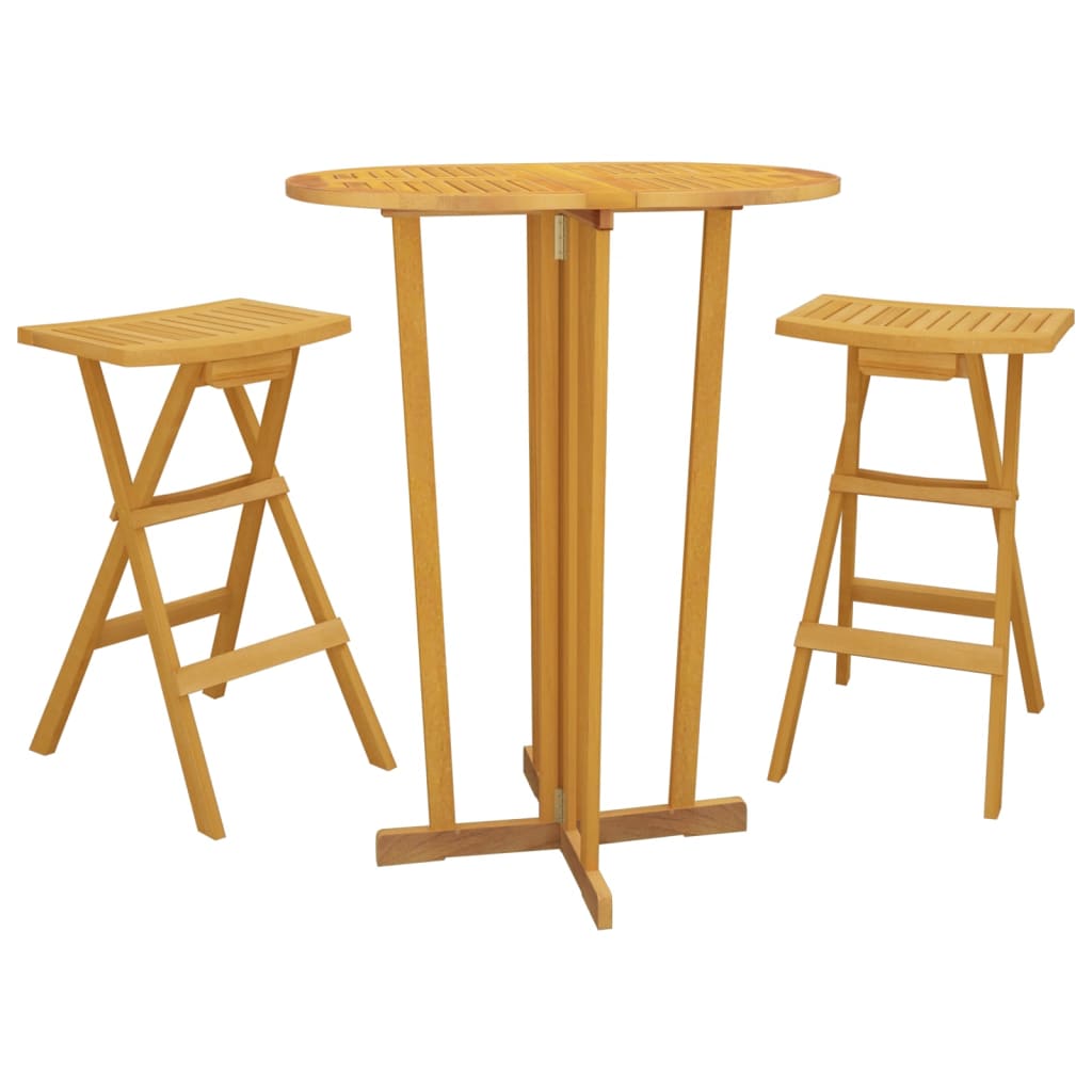 Set da Bar Pieghevole 3 pz in Legno Massello di Teak - homemem39