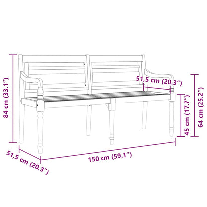 Panchina Batavia con Cuscino Crema 150 cm Legno Massello Teak - homemem39